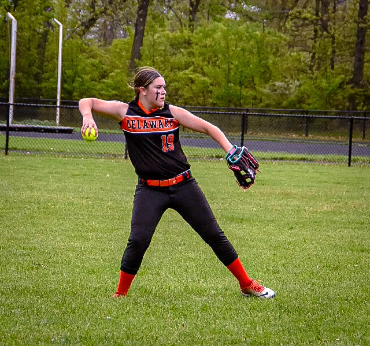 Young athlete in action during youth sports game
