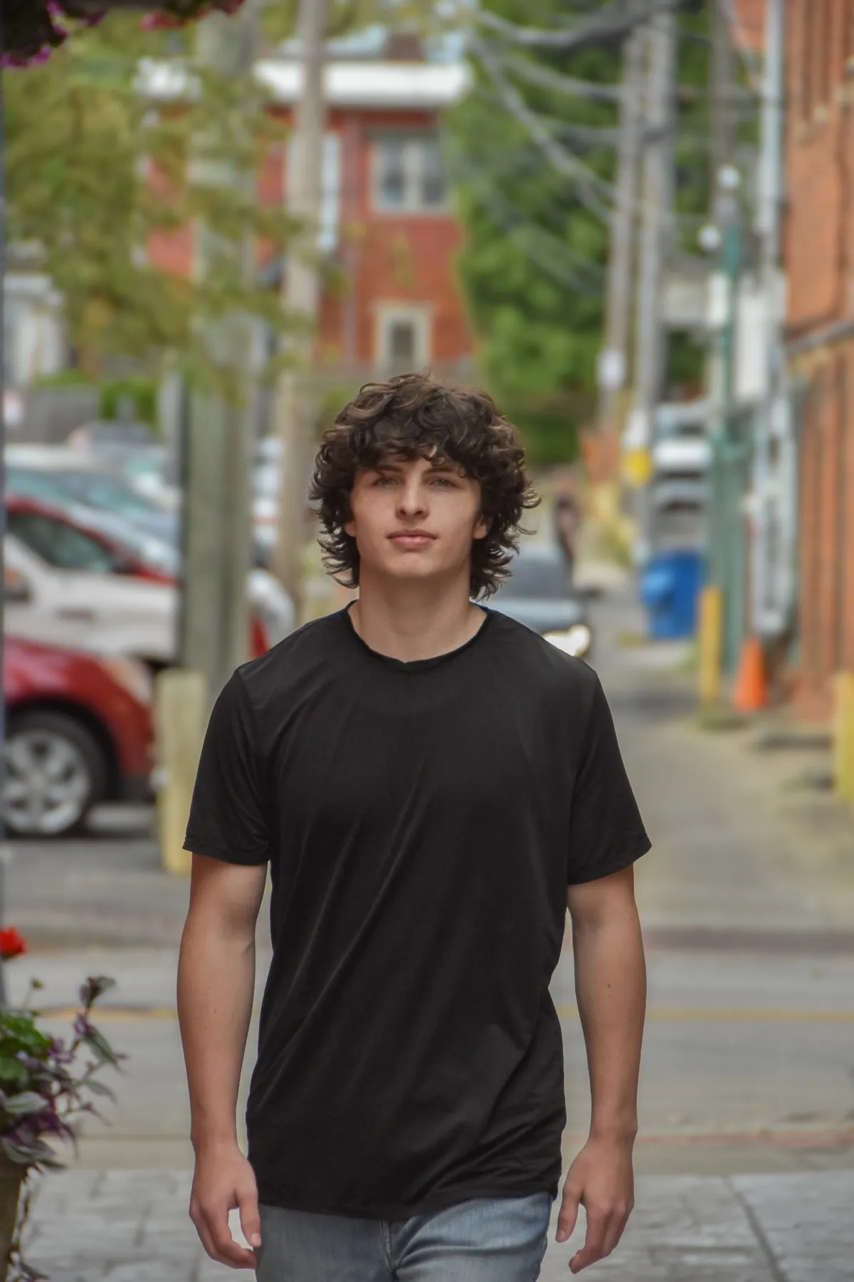 Young athlete in action during youth sports game